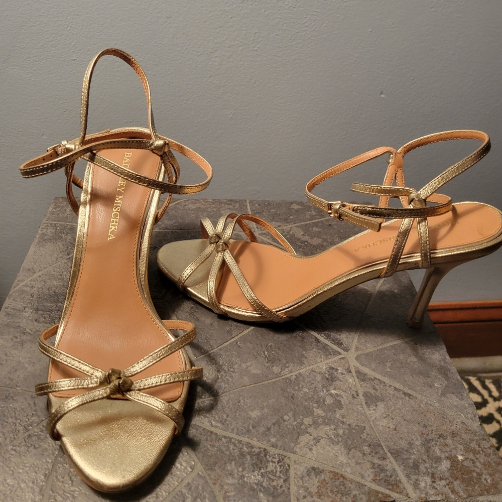 Badgley Mischka gold heels